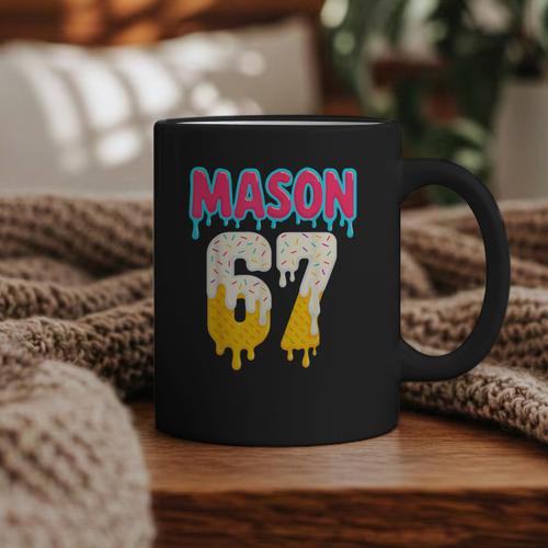 Baseball 6 7 Ice Cream Drip Number 67 Six Seven Meme Graphic Print Coffee Mug - Sportilla