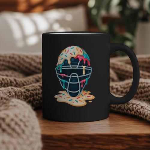 Baseball Catcher Mask Ice Cream Dripping Baseball Boy Youth Graphic Print Coffee Mug - Sportilla
