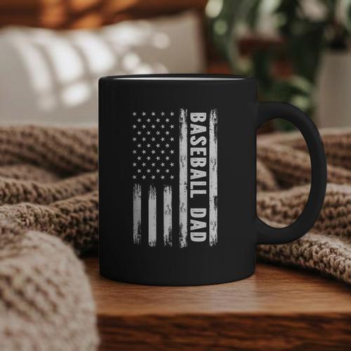 Baseball Dad American Flag Grunge Retro Vintage Father Graphic Print Coffee Mug - Sportilla