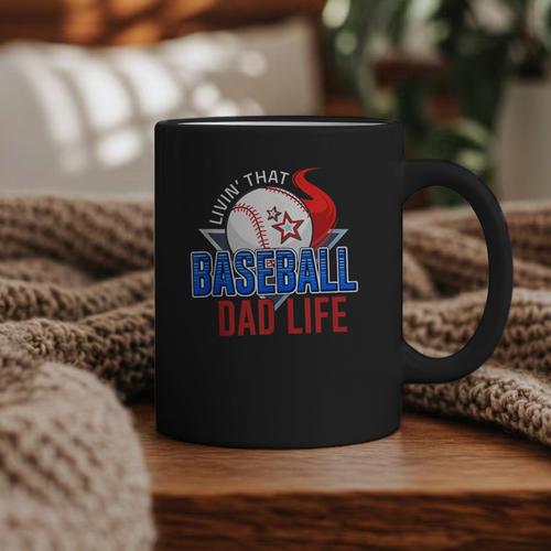 Baseball Dad Life Happy Fathers Day Dad Daddy Baseball Lover Graphic Print Coffee Mug - Sportilla