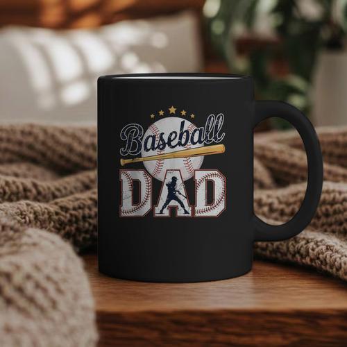 Baseball Dad Player Cool Retro Sports Fan Father's Day Graphic Print Coffee Mug - Sportilla