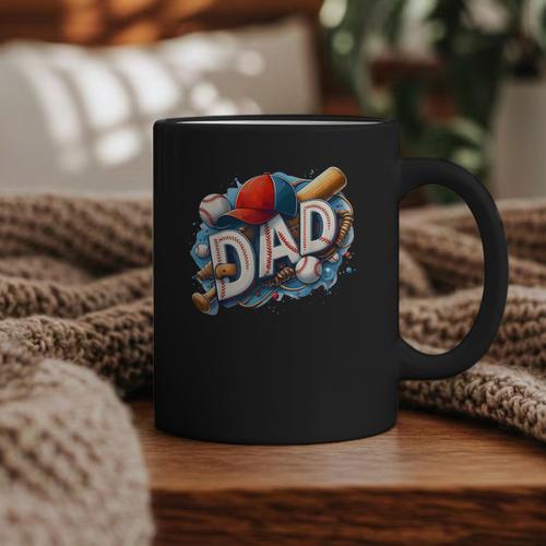 Baseball Dad Sports Fan Father Dada Men Baseball Fathers Day Graphic Print Coffee Mug - Sportilla