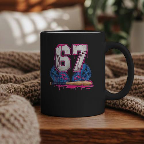 Baseball Drip 67 Meme Six Seven 6-7 Gen Alpha Slang Graphic Print Coffee Mug - Sportilla