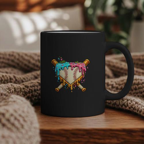 Baseball Drip For Boys Ice Cream Dripping Baseball Sport Graphic Print Coffee Mug - Sportilla