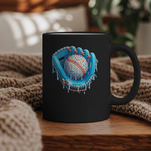 Baseball Drip Ice Cream Glove With Sprinkles Ball Boys Youth Graphic Print Coffee Mug - Sportilla