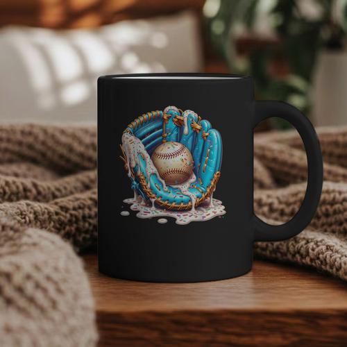 Baseball Drip Ice Cream Sprinkless Glove Boy Kid Graphic Print Coffee Mug - Sportilla