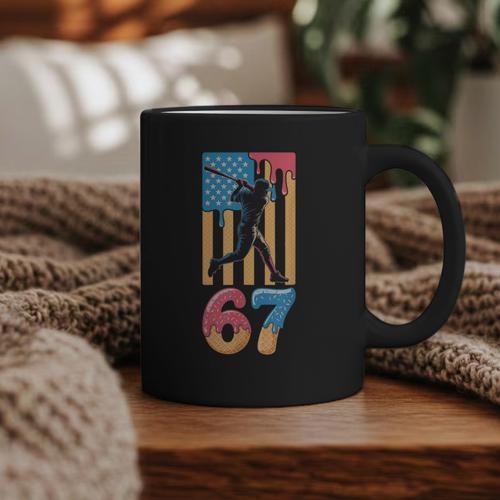 Baseball Drip USA Flag 67 Player 67th Birthday Ice Cream 67 Graphic Print Coffee Mug - Sportilla