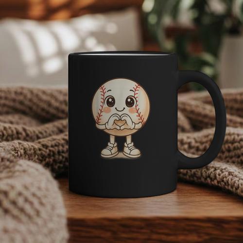 Baseball With Heart Hands Love Cute Baseball Graphic Print Coffee Mug - Sportilla