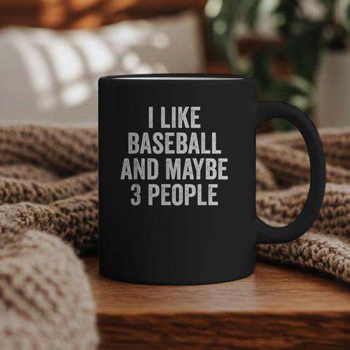 I Like Baseball And Maybe 3 People Baseball Player Graphic Print Coffee Mug - Sportilla