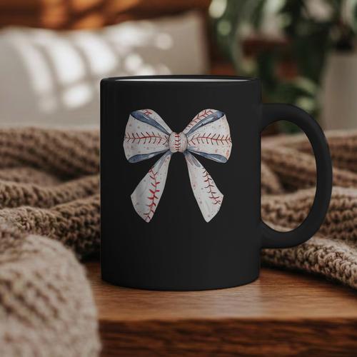 Baseball Mom Coquette Bow Baseball Mama Graphic Print Coffee Mug - Sportilla