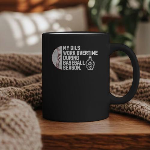 Baseball Mom Essential Oils Meme For Oily Oils Mom Graphic Print Coffee Mug - Sportilla