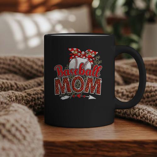 Baseball Mom Mama Mother's Day Leopard Sport Mom Mama Graphic Print Coffee Mug - Sportilla