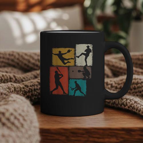 Baseball Player Collage Men Kids Coach Youth Boys Graphic Print Coffee Mug - Sportilla