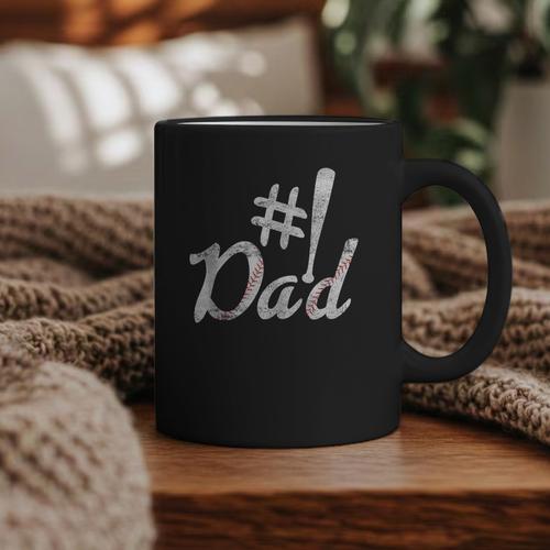 Baseball Player Dad Papa Fathers Day Number One Baseball Dad Graphic Print Coffee Mug - Sportilla