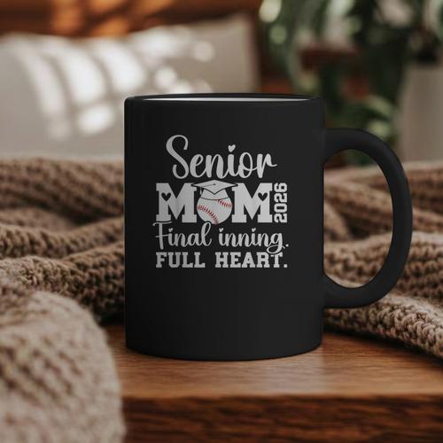 Baseball Senior Mom 2026 Final Inning Baseball Senior Mama Graphic Print Coffee Mug - Sportilla
