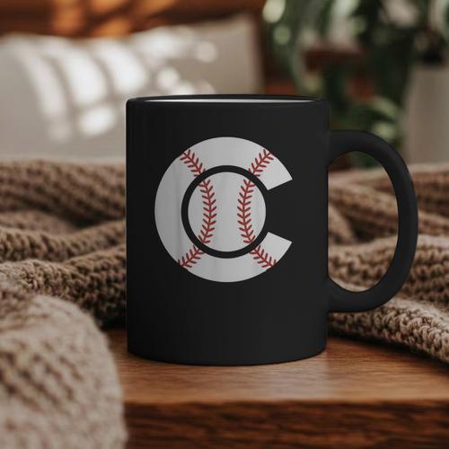 Baseball Sport Player Graphic Monogram Initial Letter C Graphic Print Coffee Mug - Sportilla