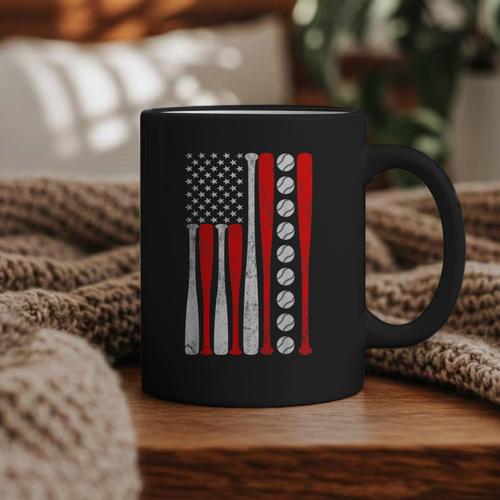 Baseball USA Flag Baseball Lover Baseball Dad Graphic Print Coffee Mug - Sportilla