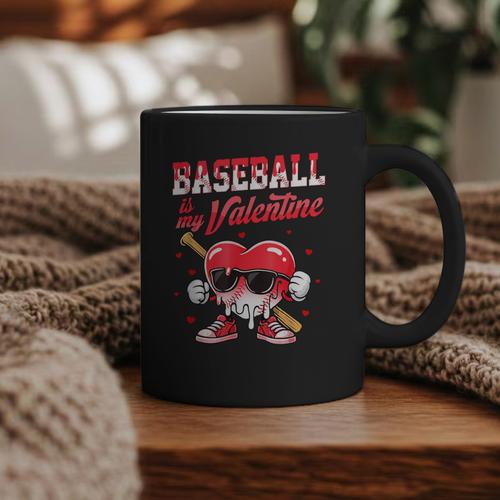 Baseball Is My Valentine Shirt Heart Drip Baseball Lovers Graphic Print Coffee Mug - Sportilla