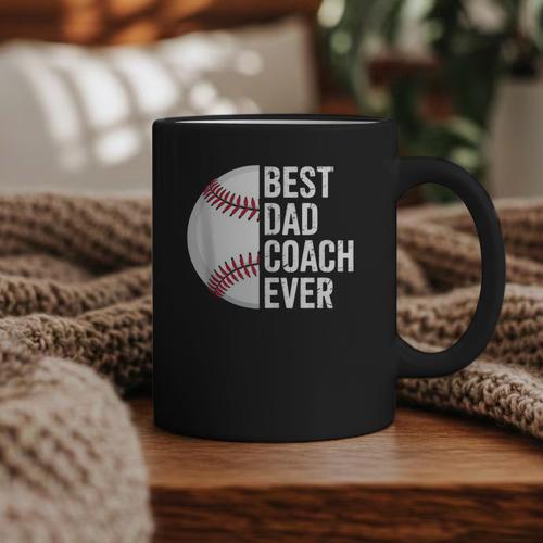 Best Baseball Dad Coach Ever Retro Father Baseball Coach Dad Graphic Print Coffee Mug - Sportilla