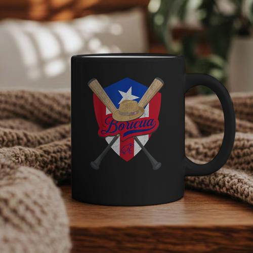 Boricua Puerto Rico Baseball Coqui Frog Pava Hat Fan Graphic Print Coffee Mug - Sportilla