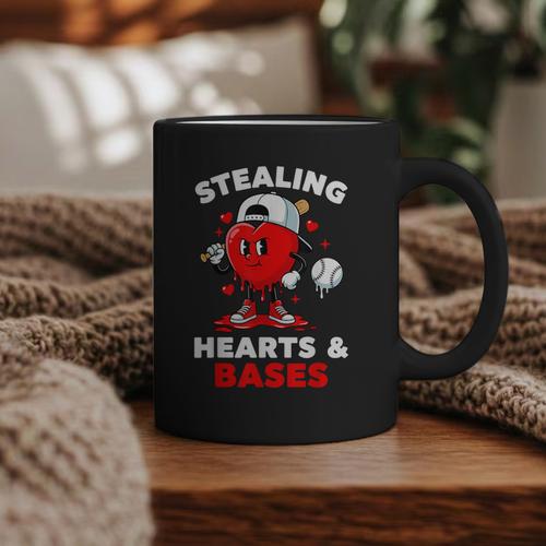 Boys Valentines Baseball Drip Icecream Stealing Hearts Kids Graphic Print Coffee Mug - Sportilla