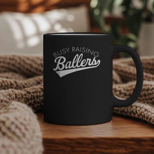 Busy Raising Ballers Baseball Mom & Parent Sports Graphic Print Coffee Mug - Sportilla