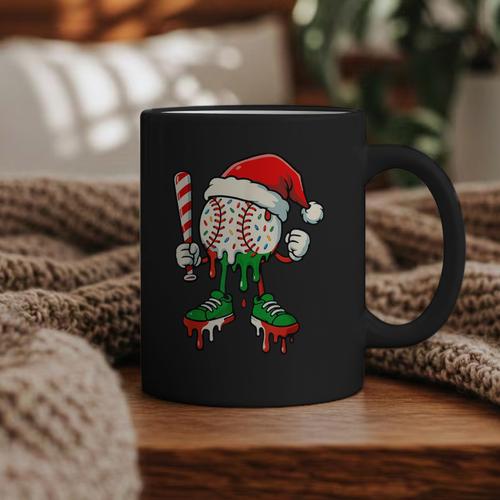 Christmas Baseball Drip For Boys Ice Cream Drip Baseball Graphic Print Coffee Mug - Sportilla
