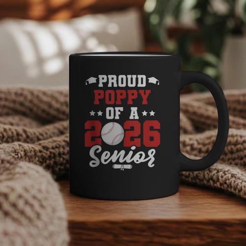 Class Of 2026 Senior Year Baseball Poppy 2026 Graduate Graphic Print Coffee Mug - Sportilla