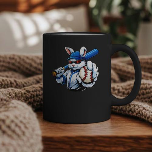 Cool Rabbit Baseball Easter Men Boy Toddler Kid Graphic Print Coffee Mug - Sportilla