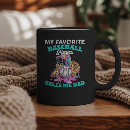 My Favorite Baseball Player Calls Me Dad Ice Cream Drip Graphic Print Coffee Mug - Sportilla