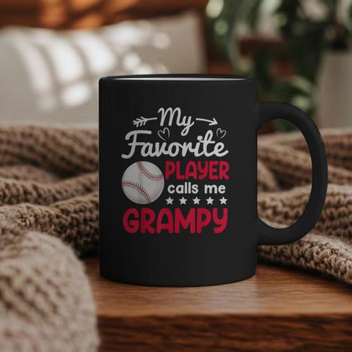 My Favorite Player Calls Me Grampy Baseball Grampy Graphic Print Coffee Mug - Sportilla