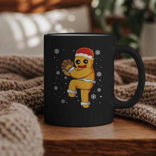 Gingerbread Man Baseball Christmas Graphic Print Coffee Mug - Sportilla