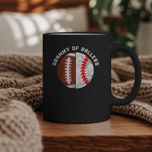 Grammy Of Ballers Football Baseball Grandma Grammy Graphic Print Coffee Mug - Sportilla