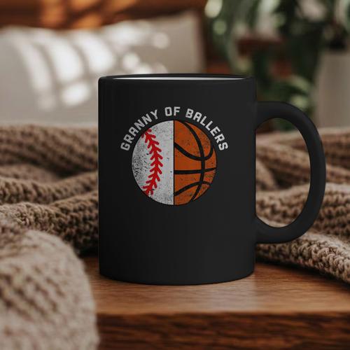 Granny Of Ballers Baseball Basketball Grandma Granny Graphic Print Coffee Mug - Sportilla