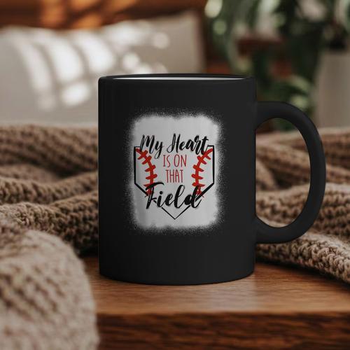 My Heart Is On That Field Baseball Mom Momm Graphic Print Coffee Mug - Sportilla