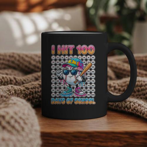 I Hit 100 Days Of School Baseball Ice Cram Drip 100th Boys Graphic Print Coffee Mug - Sportilla