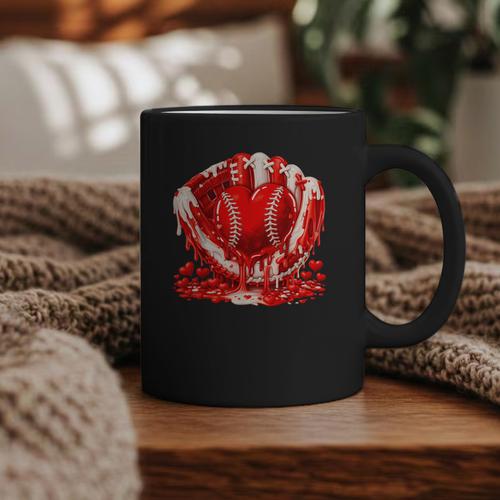 Ice Cream Drip Heart Valentines Day Baseball Boys Youth Kids Graphic Print Coffee Mug - Sportilla