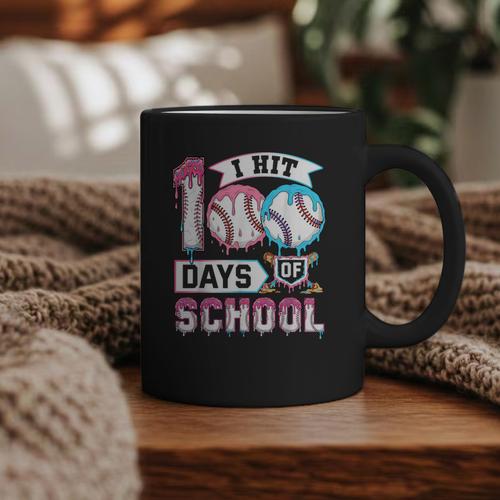 Kids 100 Days Of School Boys 100th Day Baseball Drip Toddler Graphic Print Coffee Mug - Sportilla