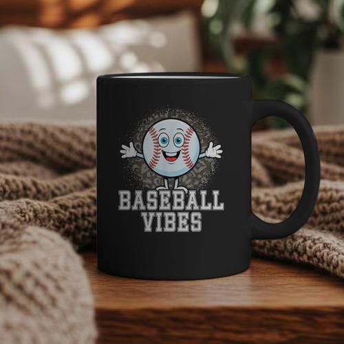 Leopard Baseball Vibes Game Day Softball Life Mom Graphic Print Coffee Mug - Sportilla