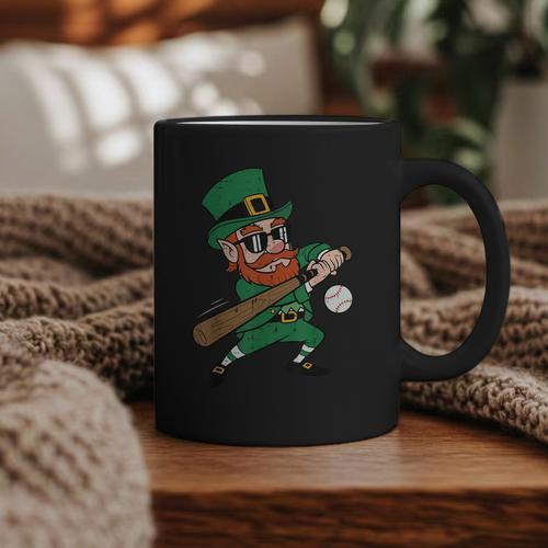 Leprechaun Baseball St Patricks Day Saint Pattys Men Boys Graphic Print Coffee Mug - Sportilla