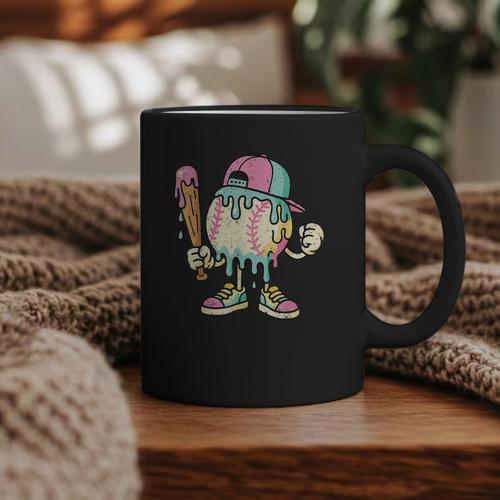 Melted Ice-Cream Baseball Mascot Pastel Pop Graphic Print Coffee Mug - Sportilla