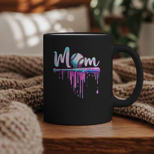 Mom Baseball Ice Cream Drip Birthday Boy Family Graphic Print Coffee Mug - Sportilla