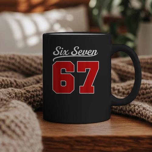 Number 67 Numbered Six Seven Baseball Jersey Style Team 67 Graphic Print Coffee Mug - Sportilla