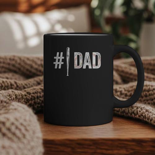 Number One Baseball Dad For Father's Day Daddy Coach Graphic Print Coffee Mug - Sportilla