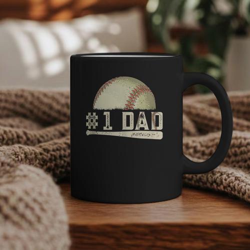 Number One Baseball Dad Fathers Day Baseball Player Dad Papa Graphic Print Coffee Mug - Sportilla