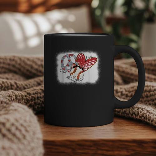 Peace Love Baseball Mom Mommy Graphic Print Coffee Mug - Sportilla
