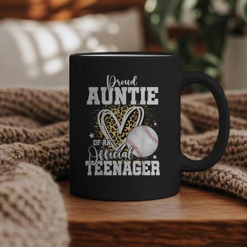 Proud Auntie Of An Official Teenager 13th Birthday Baseball Graphic Print Coffee Mug - Sportilla