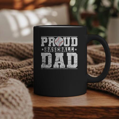 Proud Baseball Dad Sports Father Baseball Fan Graphic Print Coffee Mug - Sportilla