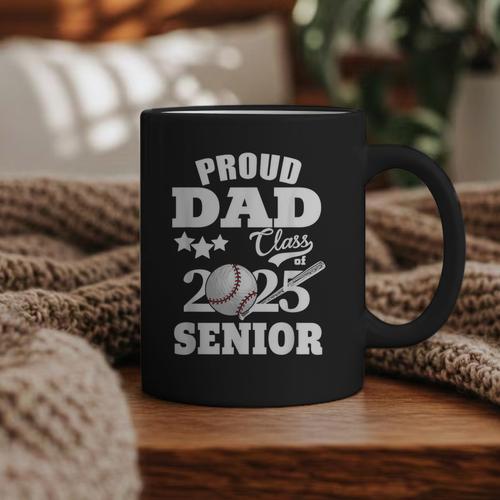 Proud Dad Class Of 2025 Graduation Senior Baseball Dad Graphic Print Coffee Mug - Sportilla