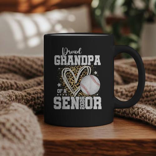 Proud Grandpa Of A 2026 Senior Baseball Graduation Leopard Graphic Print Coffee Mug - Sportilla